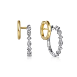 Sale Gabriel & Co. 14K White-Yellow Gold Diamond Easy Stackable Hoop Earrings