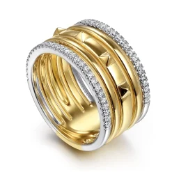 Outlet Gabriel & Co. 14K White Yellow Gold Diamond Easy Stackable Ring