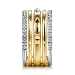 Outlet Gabriel & Co. 14K White Yellow Gold Diamond Easy Stackable Ring