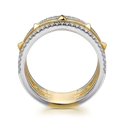 Outlet Gabriel & Co. 14K White Yellow Gold Diamond Easy Stackable Ring