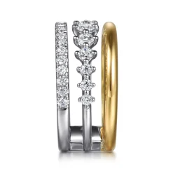 Best Gabriel & Co. 14K White Yellow Gold Diamond Easy Stackable Ring