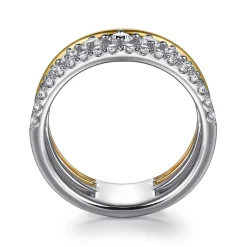 Best Gabriel & Co. 14K White Yellow Gold Diamond Easy Stackable Ring