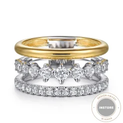 Best Gabriel & Co. 14K White Yellow Gold Diamond Easy Stackable Ring
