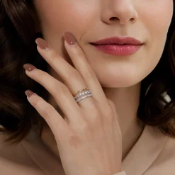 Best Gabriel & Co. 14K White Yellow Gold Diamond Easy Stackable Ring