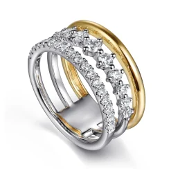 Best Gabriel & Co. 14K White Yellow Gold Diamond Easy Stackable Ring
