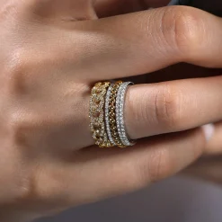 Online Gabriel & Co. 14K White Yellow Gold Diamond Easy Stackable Ring 1ct-Bujukan