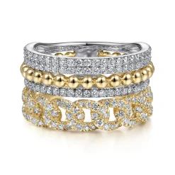 Online Gabriel & Co. 14K White Yellow Gold Diamond Easy Stackable Ring 1ct-Bujukan