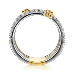 Outlet Gabriel & Co. 14K White Yellow Gold Diamond Easy Stackable Ring 0.6ct
