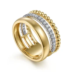 Outlet Gabriel & Co. 14K White Yellow Gold Diamond Easy Stackable Ring 0.35ct-Bujukan