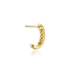 Outlet Gabriel & Co. 14K White Yellow Gold Diamond Flush Set J Hoop Earrings