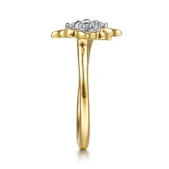 Gabriel & Co. 14K White Yellow Gold Diamond Flower Open Ring