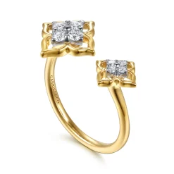 Gabriel & Co. 14K White Yellow Gold Diamond Flower Open Ring