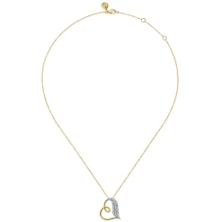 Gabriel & Co. 14K White Yellow Gold Diamond Heart Angel Wing Pendant Necklace