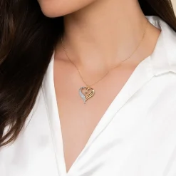Gabriel & Co. 14K White Yellow Gold Diamond Heart Angel Wing Pendant Necklace