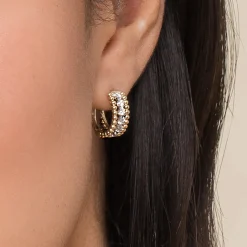 Outlet Gabriel & Co. 14K White Yellow Gold Diamond Huggie Earrings-Bujukan