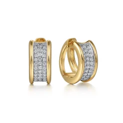 Clearance Gabriel & Co. 14K White Yellow Gold Diamond Huggie Earrings