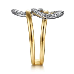 New Gabriel & Co. 14K White Yellow Gold Diamond Interlock Fashion Ring