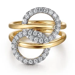 New Gabriel & Co. 14K White Yellow Gold Diamond Interlock Fashion Ring