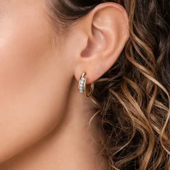 Gabriel & Co. 14K White Yellow Gold Diamond Intricate Hoop Earrings