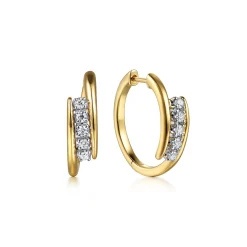 Gabriel & Co. 14K White Yellow Gold Diamond Intricate Hoop Earrings