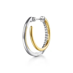 Discount Gabriel & Co. 14K White Yellow Gold Diamond Intricate Hoop Earrings