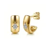 New Gabriel & Co. 14K White Yellow Gold Diamond J Hoop Earrings
