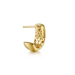 New Gabriel & Co. 14K White Yellow Gold Diamond J Hoop Earrings