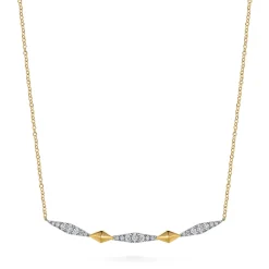 Clearance Gabriel & Co. 14K White Yellow Gold Diamond Kite Bar Necklace
