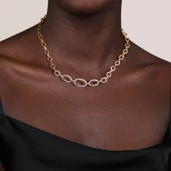 Online Gabriel & Co. 14K White Yellow Gold Diamond Link Chain Necklace