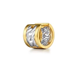 Best Gabriel & Co. 18K White Yellow Gold Diamond Link Huggie Earrings