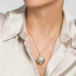 Discount Gabriel & Co. 14K White-Yellow Gold Diamond Locket Necklace