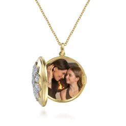 Discount Gabriel & Co. 14K White-Yellow Gold Diamond Locket Necklace