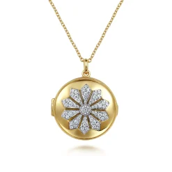 Discount Gabriel & Co. 14K White-Yellow Gold Diamond Locket Necklace
