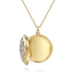 Discount Gabriel & Co. 14K White-Yellow Gold Diamond Locket Necklace