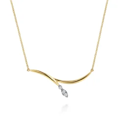 Clearance Gabriel & Co. 14K White Yellow Gold Diamond Marquise Bar Necklace