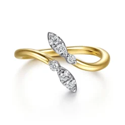 Sale Gabriel & Co. 14K White Yellow Gold Diamond Marquise Bypass Ring