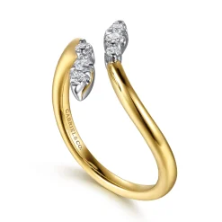Sale Gabriel & Co. 14K White Yellow Gold Diamond Marquise Bypass Ring