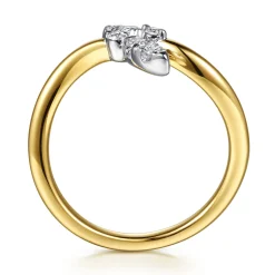 Sale Gabriel & Co. 14K White Yellow Gold Diamond Marquise Bypass Ring