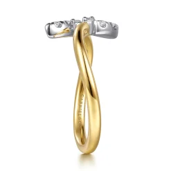 Sale Gabriel & Co. 14K White Yellow Gold Diamond Marquise Bypass Ring