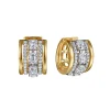 Clearance Gabriel & Co. 14K White Yellow Gold Diamond 15mm Huggie Earrings