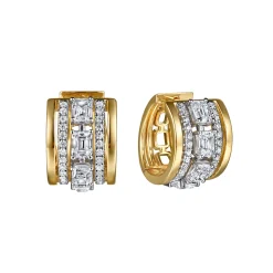 Clearance Gabriel & Co. 14K White Yellow Gold Diamond 15mm Huggie Earrings