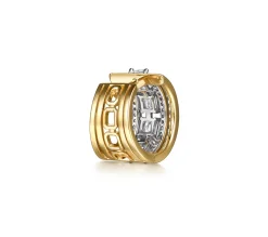 Clearance Gabriel & Co. 14K White Yellow Gold Diamond 15mm Huggie Earrings