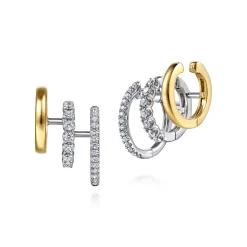 Online Gabriel & Co. 14K White Yellow Gold Diamond Multi Row Stuggies Earrings