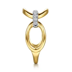 Best Gabriel & Co. 14K White Yellow Gold Diamond Oval Link Chain Ring