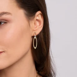 Hot Gabriel & Co. 14K White Yellow Gold Diamond Oval Link Stud Drop Earrings