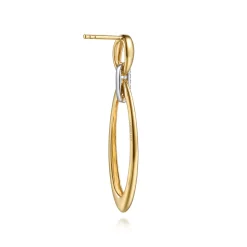 Hot Gabriel & Co. 14K White Yellow Gold Diamond Oval Link Stud Drop Earrings