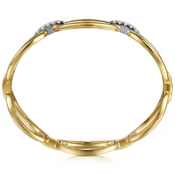New Gabriel & Co. 14K White Yellow Gold Diamond Oval Link Bangle