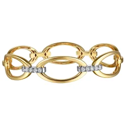Sale Gabriel & Co. 14K White Yellow Gold Diamond Oval Link Bangle Bracelet