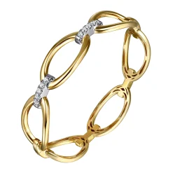 Sale Gabriel & Co. 14K White Yellow Gold Diamond Oval Link Bangle Bracelet