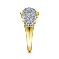 Sale Gabriel & Co. 14K White-Yellow Gold Diamond Pave and Bujukan Bead Ring